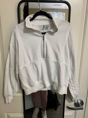 H&M White Half-Zip Pullover Sweater